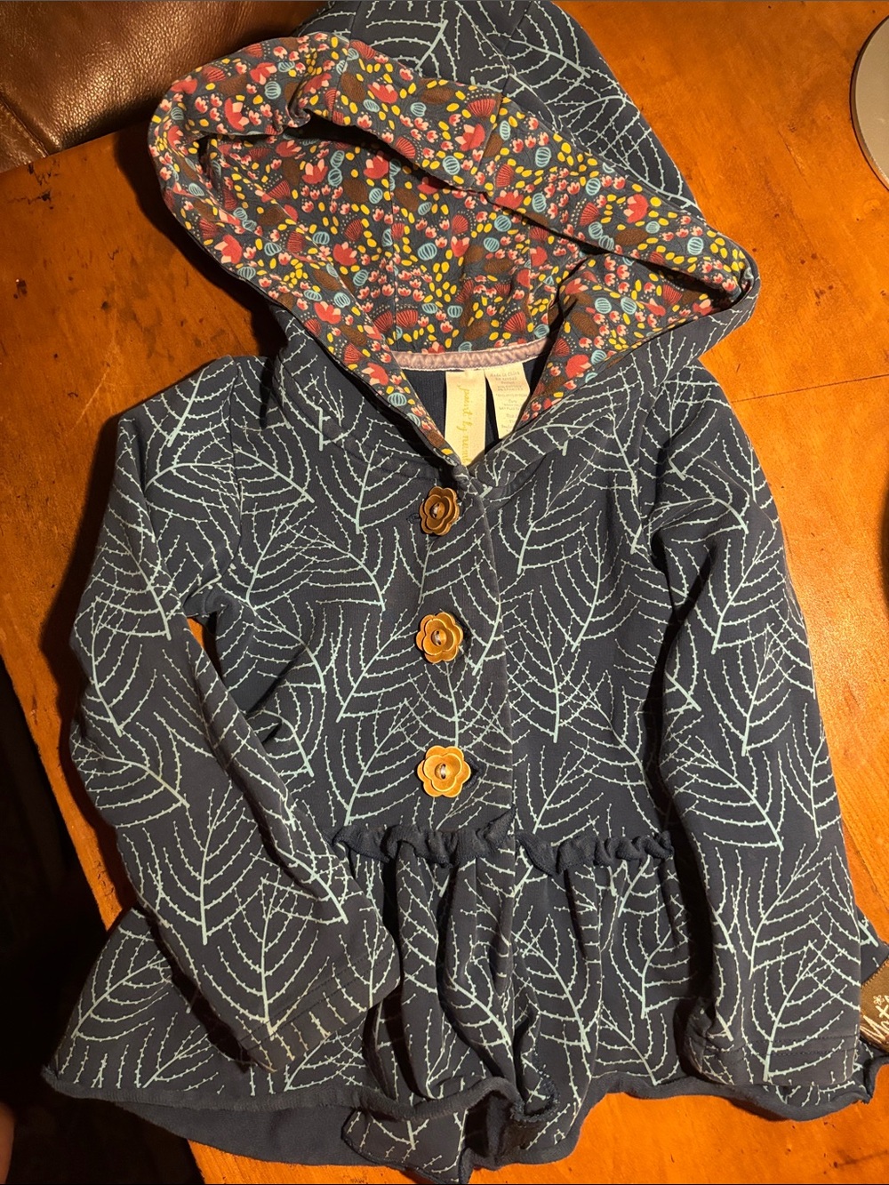 Matilda Jane Navy Hooded Jacket with Floral Hood Lining